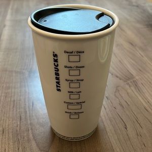 Starbucks Classic Coffee Tumbler Double Wall Ceramic Classic White Green